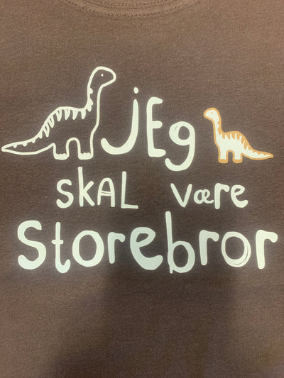 Jeg Skal Være Storebror T-shirt L/S, Blue Navy Med Sky Blue Print