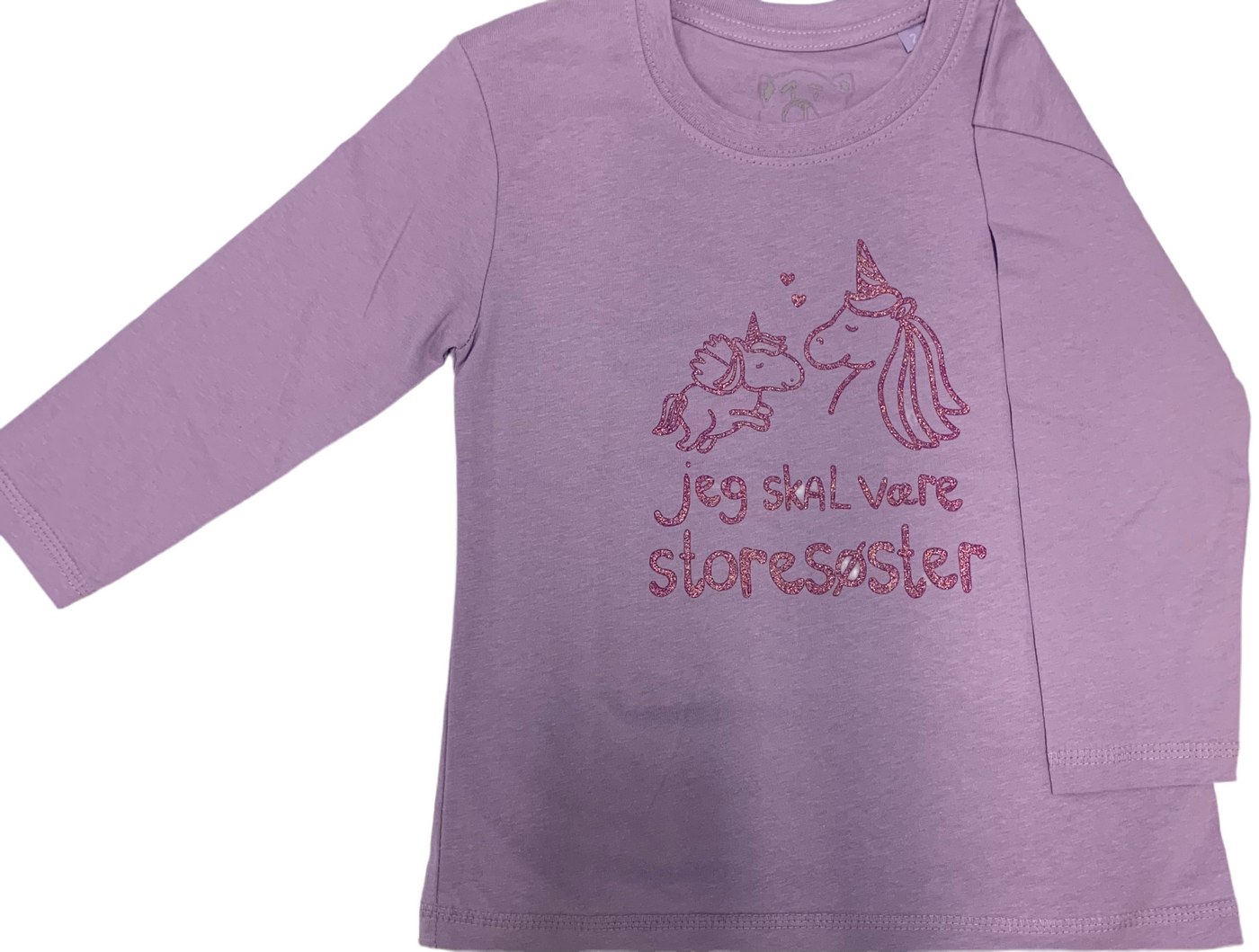 Jeg Skal Være Storesøster T-Shirt L/S, Lavender Med Lilla Krystalina Tryk